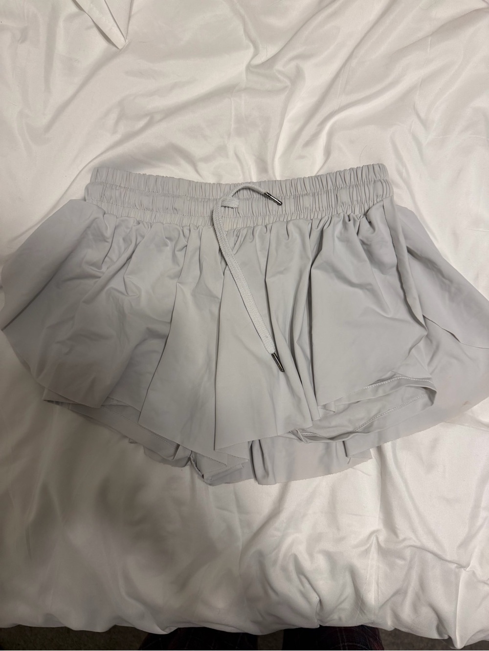 Women's Light Gray Athletic Skort with Drawstring Waist